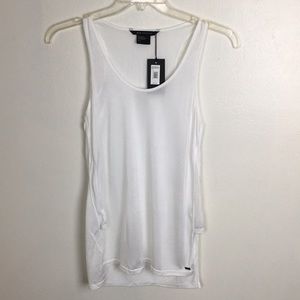 A | X Armani Exchange White Long Tank Top